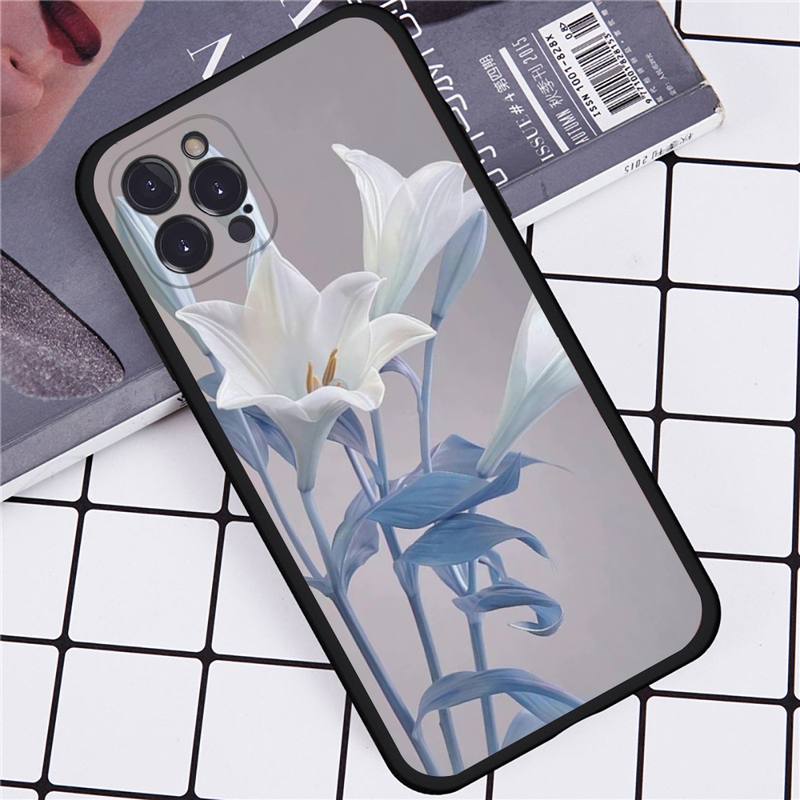 Lily Flowers Phone Case For iPhone 14 11 12 13 Mini Pro Max 8 7 6 6S Plus X SE 2020 XR XS Funda Case
