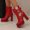 Women's high-heeled short boots sexy European and American style waterproof table thick-heeled large-size Roman boots