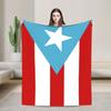 Puerto Rican Flag Blanket  Super Warm Fluffy Plush Throw Blanket For Bedroom Airplane Travel Flannel Bedspread Bed Cover