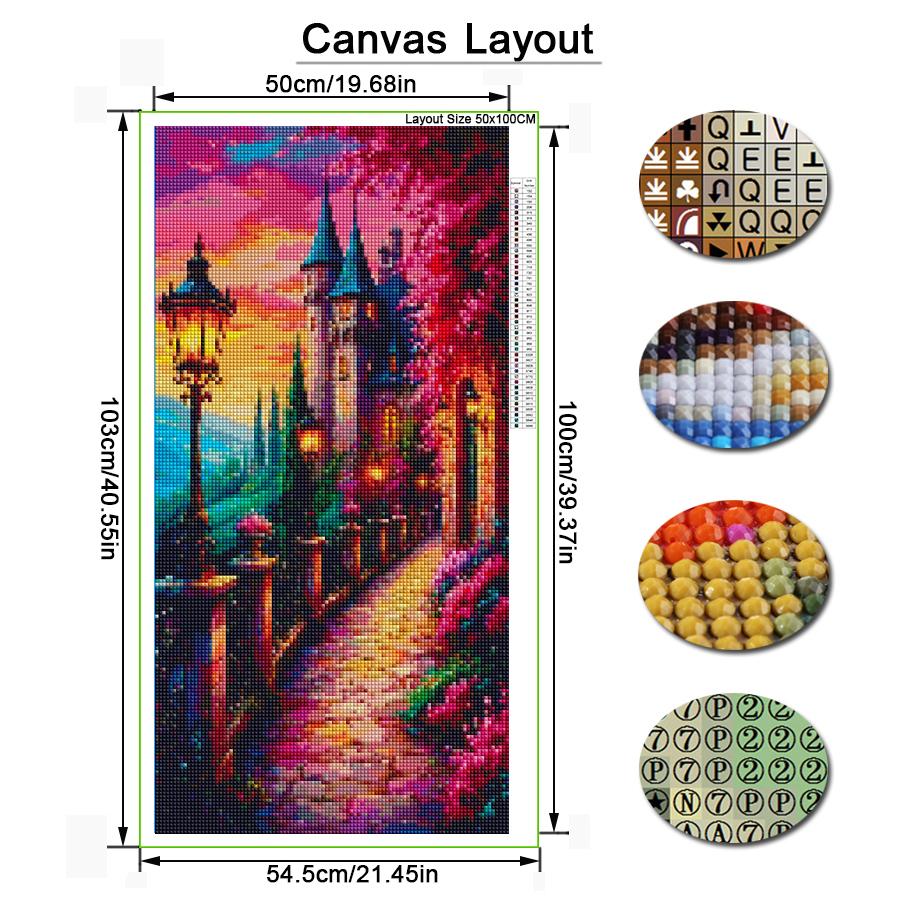 Castle Streetlight Scenery Large Size Diamond Painting New Collection Landscape Diy Full Drill Rhinestone Embroidery Mosaic Cross Stitch Kits