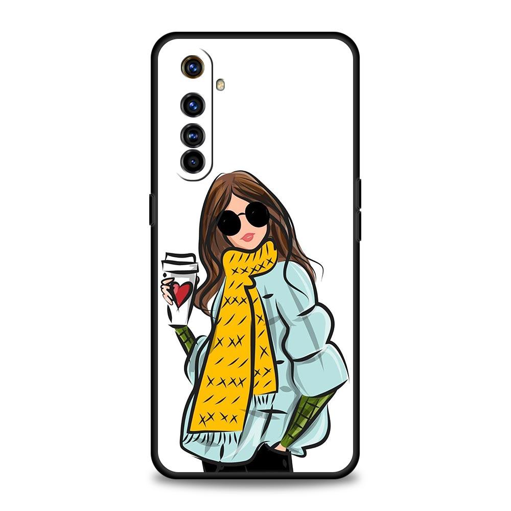 Girl Boss Female Coffee Phone Case For Realme 12 11 10 9 8 5G 7 6 GT5 GT3 GT2 Pro Plus C21 C11 C25 C35 For GT Neo 2 3 3T 5 Cover