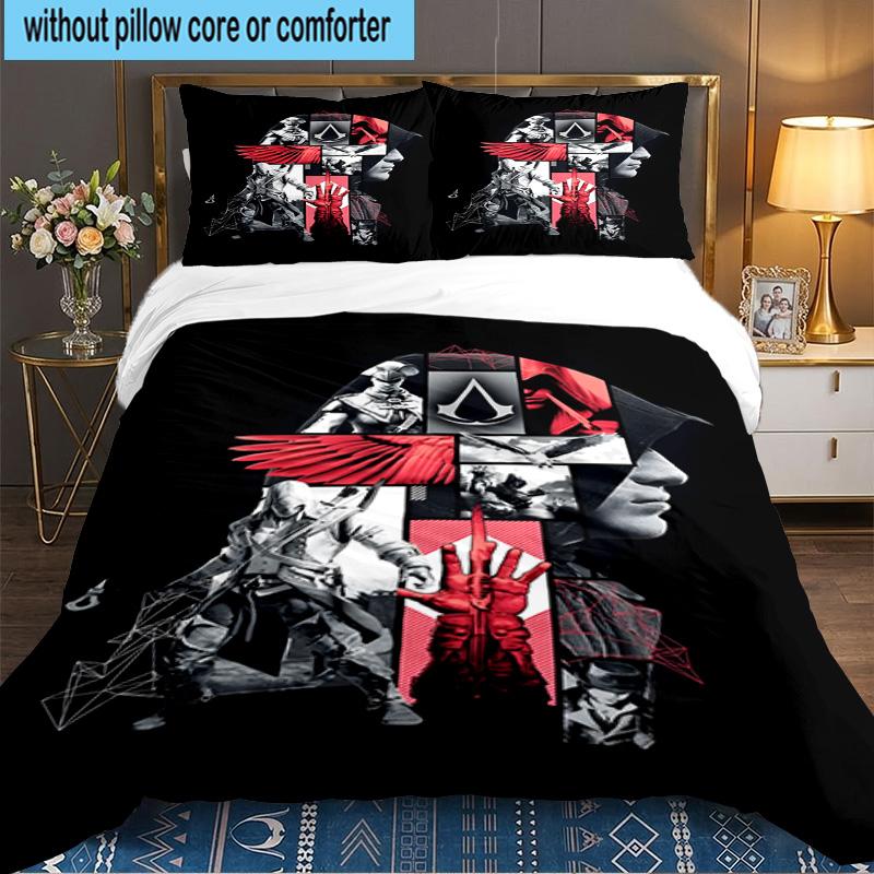 3PCS Assassin Bedding Set,Including 1pc Duvet Cover And 2pcs Pillowcases Perfect for Bedroom, Dormitory, Large size Fan Christmas gift