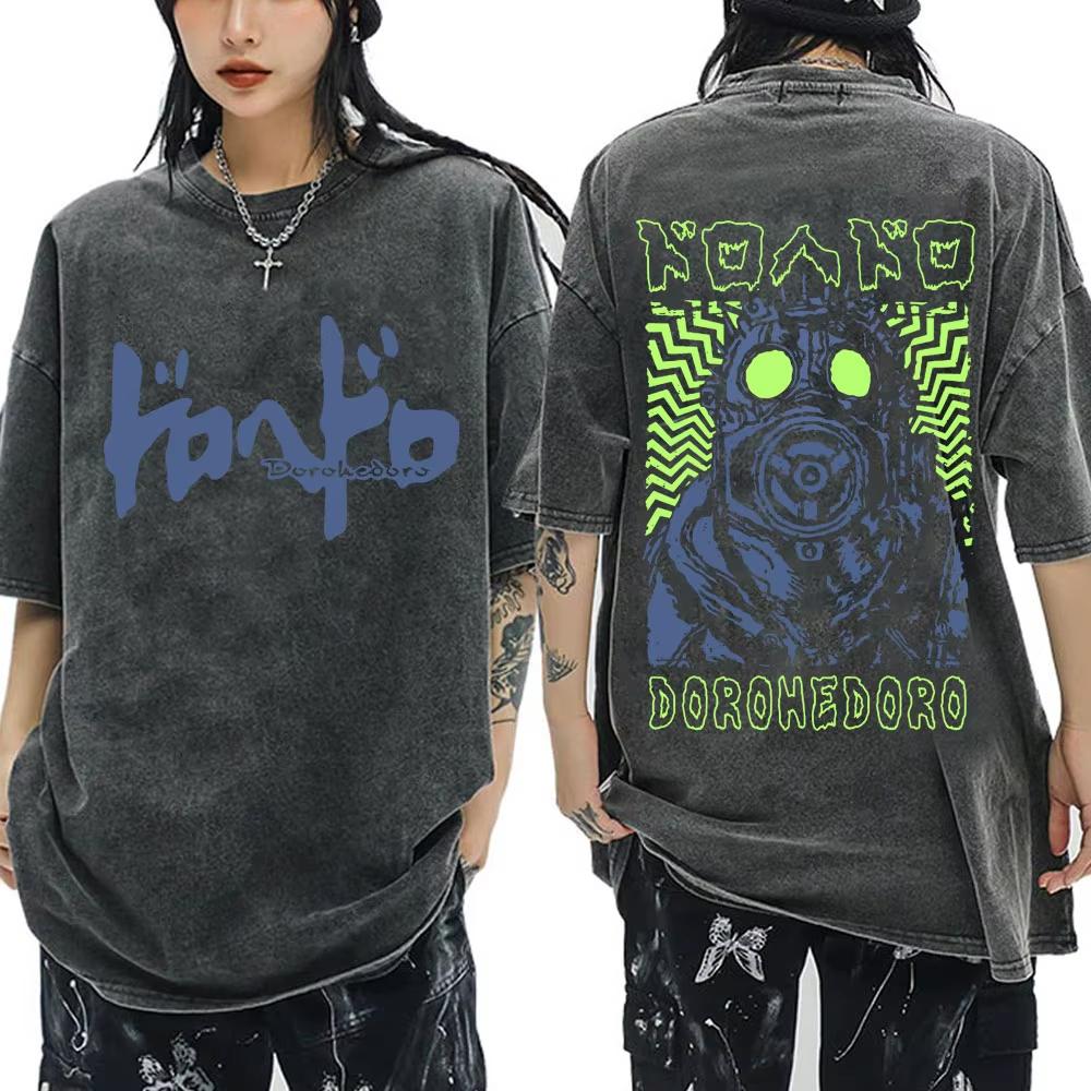 Vintage prané japonské anime Dorohedoro grafické tričko Unisex ležérní oversized Streetwear krátký rukáv měkká bavlna prodyšné tričko Topy