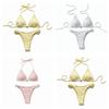 Deep V Halter Bikini Set Two-Piece Summer Beachwear Push Up Ladies' Swimwear  Beachwear