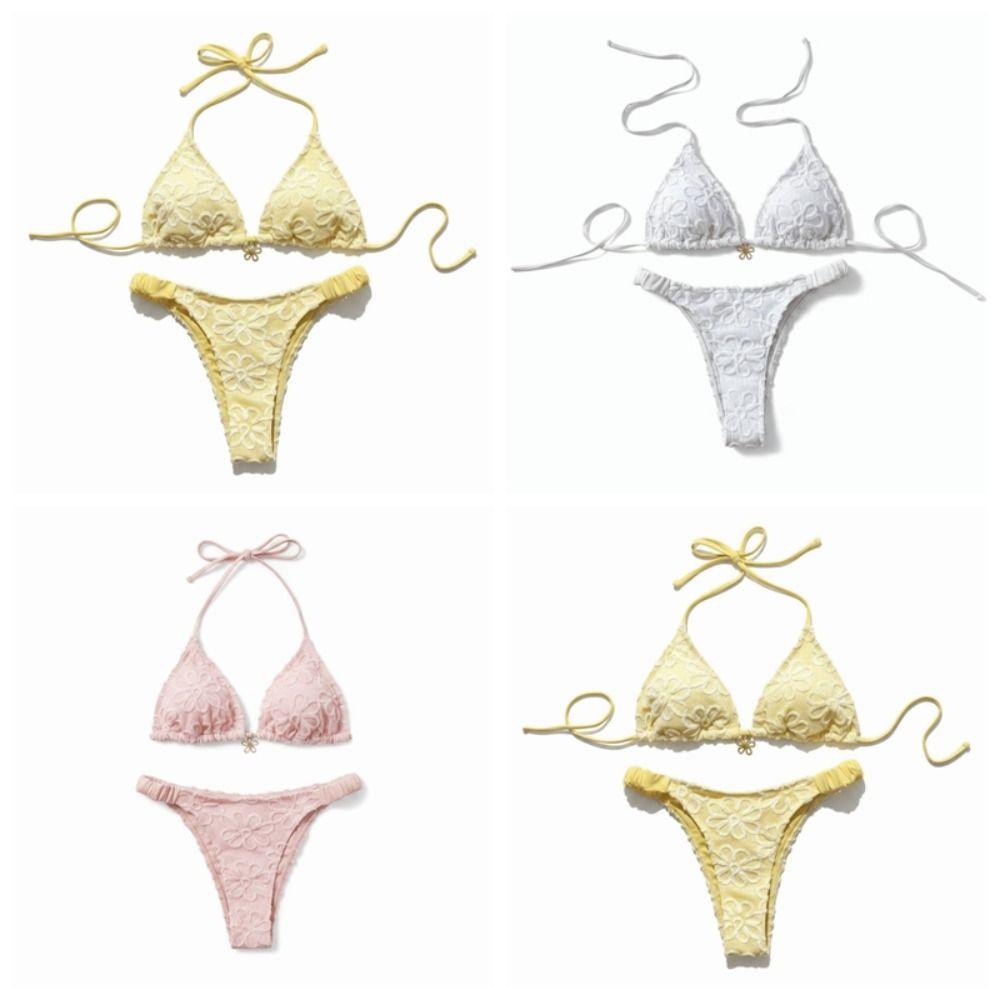 Deep V Halter Bikini Set Two-Piece Summer Beachwear Push Up Ladies' Swimwear Beachwear