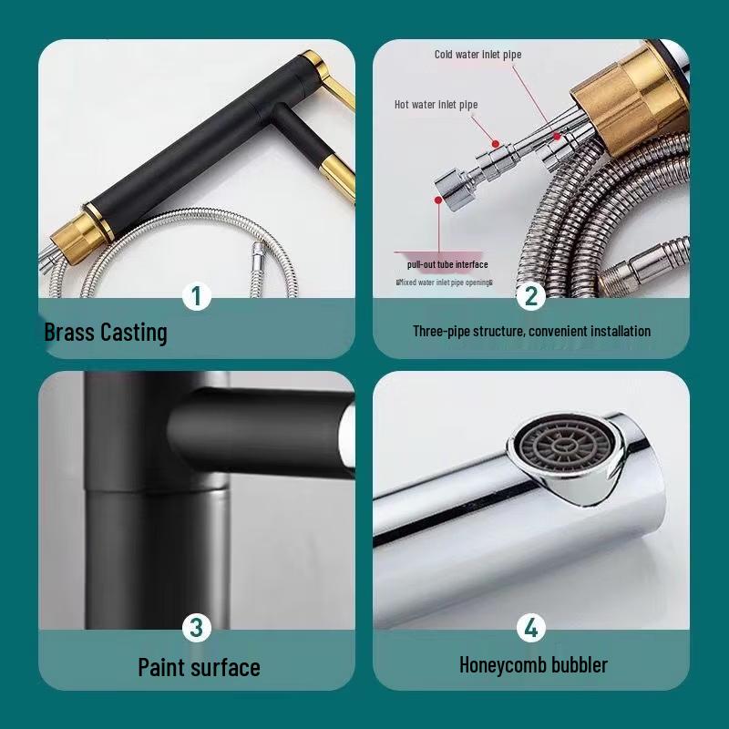 Robinet d'évier TLXT Rotatif Chaud & Froid Extractible