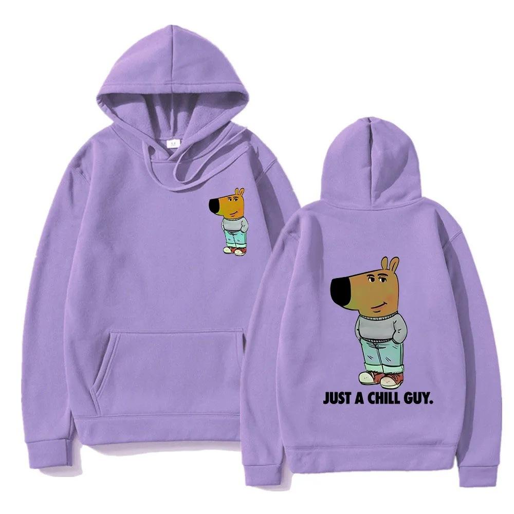 Just a Chill Guy Meme Print Funny Hoodie Men Women Vintage Autumn Winter Fleece Streetwear Tops