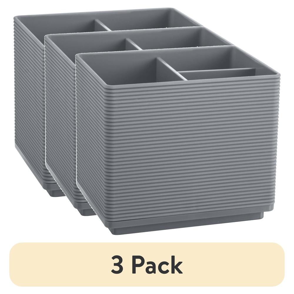 

Набор из 3 органайзеров из ребристого пластика с мягким покрытием и 3 отделениями для хранения в ванной. Прочный, для ручной стирки, с мягкой отделкой. Набор аксессуаров. United States