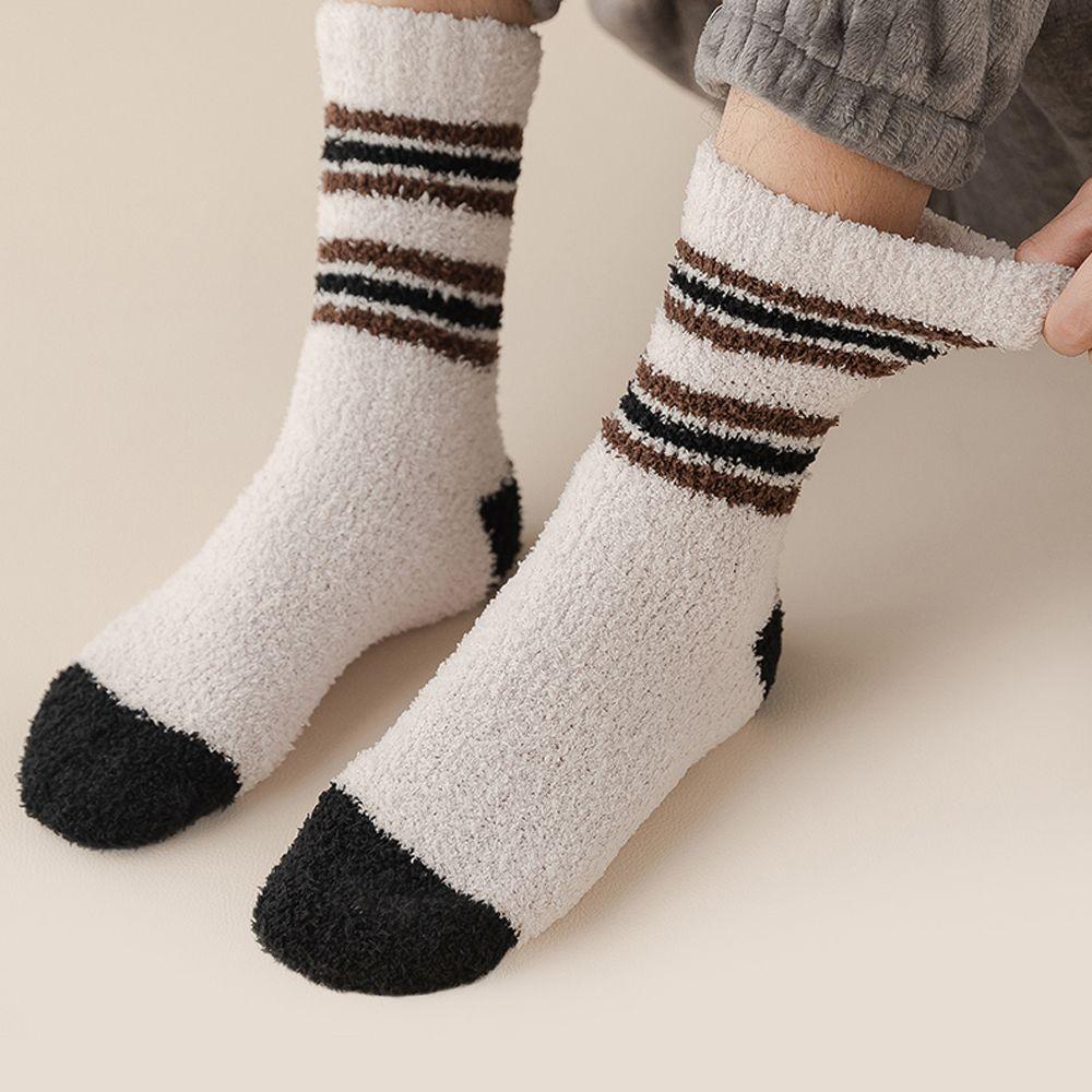 

Warm Thick Stripe Soft Plush Middle Tube Socks Cotton Hosiery Man Socks Coral Fleece Socks