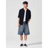 Wide Fit Cut Denim Shorts Navy (264725Cper)