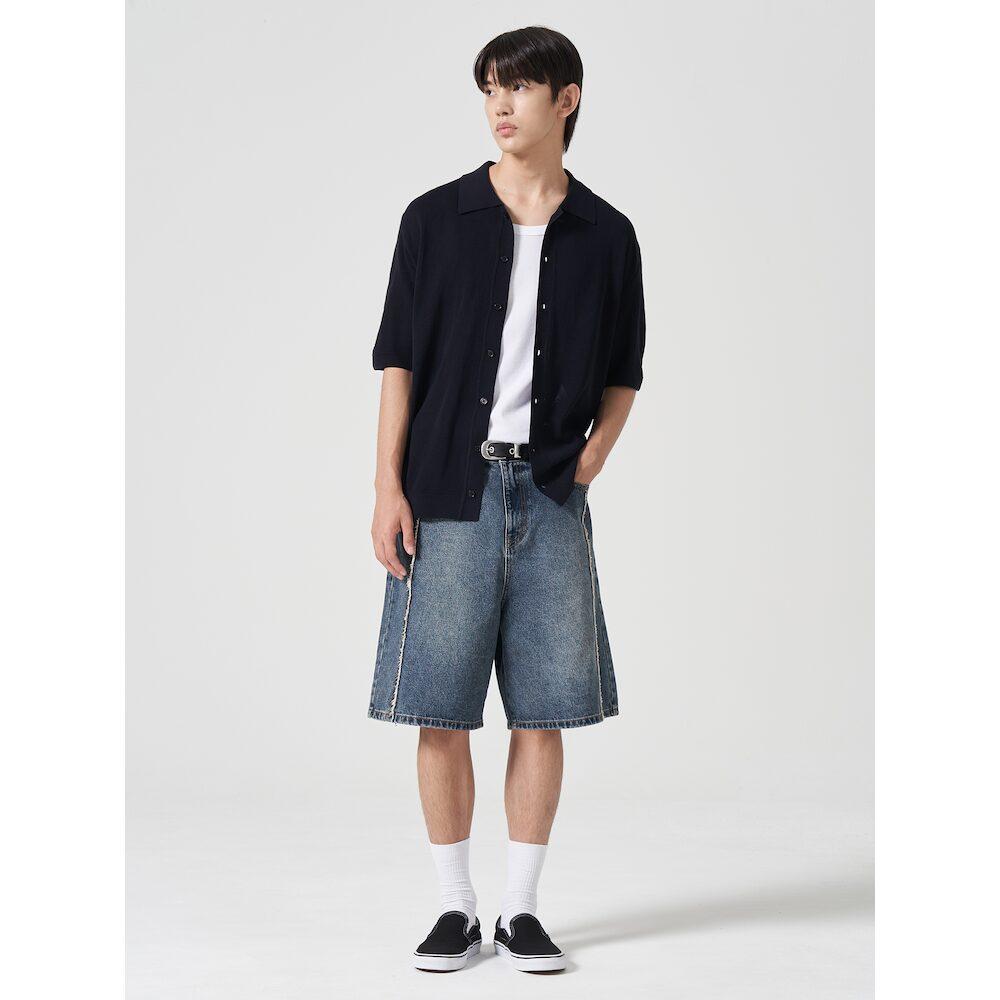 8SECONDS Wide Fit Cut Denim Shorts Navy (264725Cper)