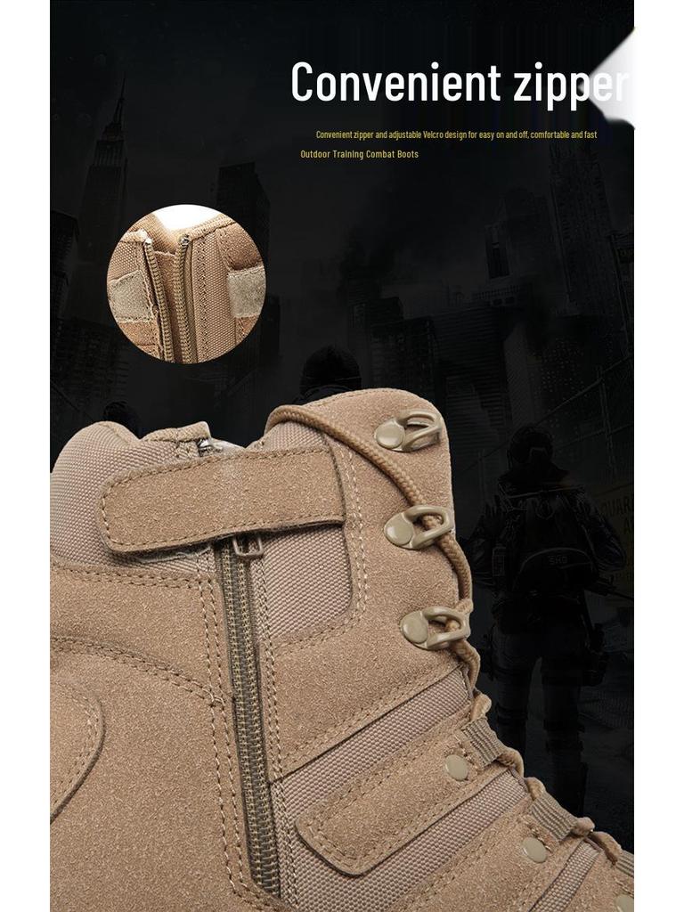 Men's Breathable Mid-Top Tactical Hiking Boots - Wear-Resistant, Large Size Military Duty Footwear
