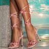 Fashion Sexy Women's High Heels Bow Fish Mouth Stiletto Sandals Ankle Strap for Banquet Fashion Dress Wedding Pumps Stripper New Summer
