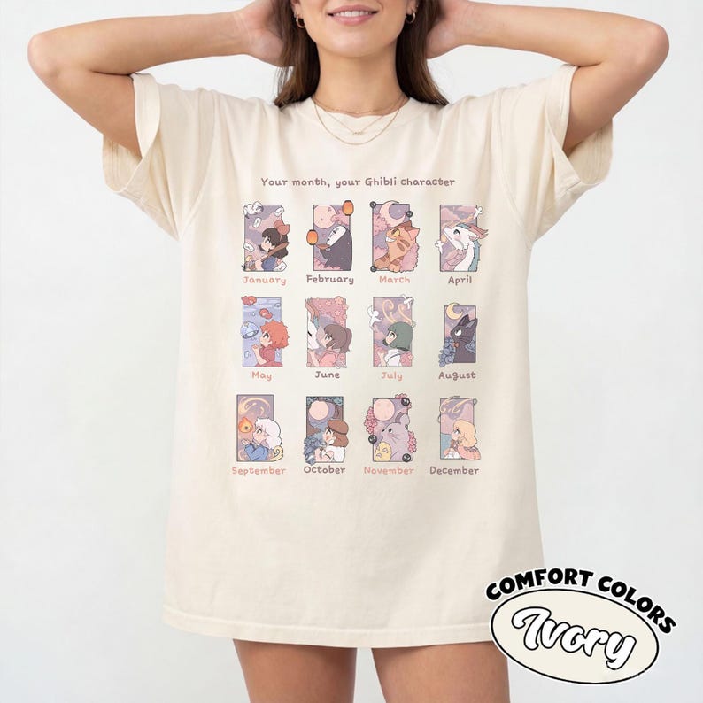 Studio Ghibli Birth Month Shirt, , Studio Ghibli Characters, Kids Toddler Toddler Tee, Gift for Anime Lovers, Japanese Y2K 140