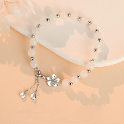 S925 Sterling Silver Peach Blossom Bracelet Female Niche Exquisite Beaded Bracelet