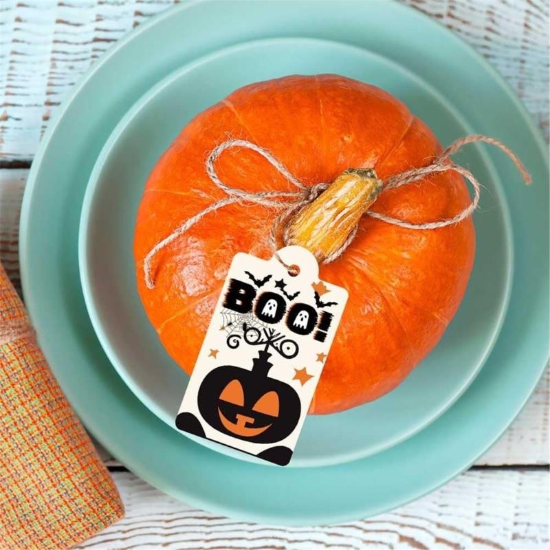 80Pcs Festival Hanging Label Set with String Light Weight Hanging Signs for Candy Cookie Goodie Bags Wrapping Hanging