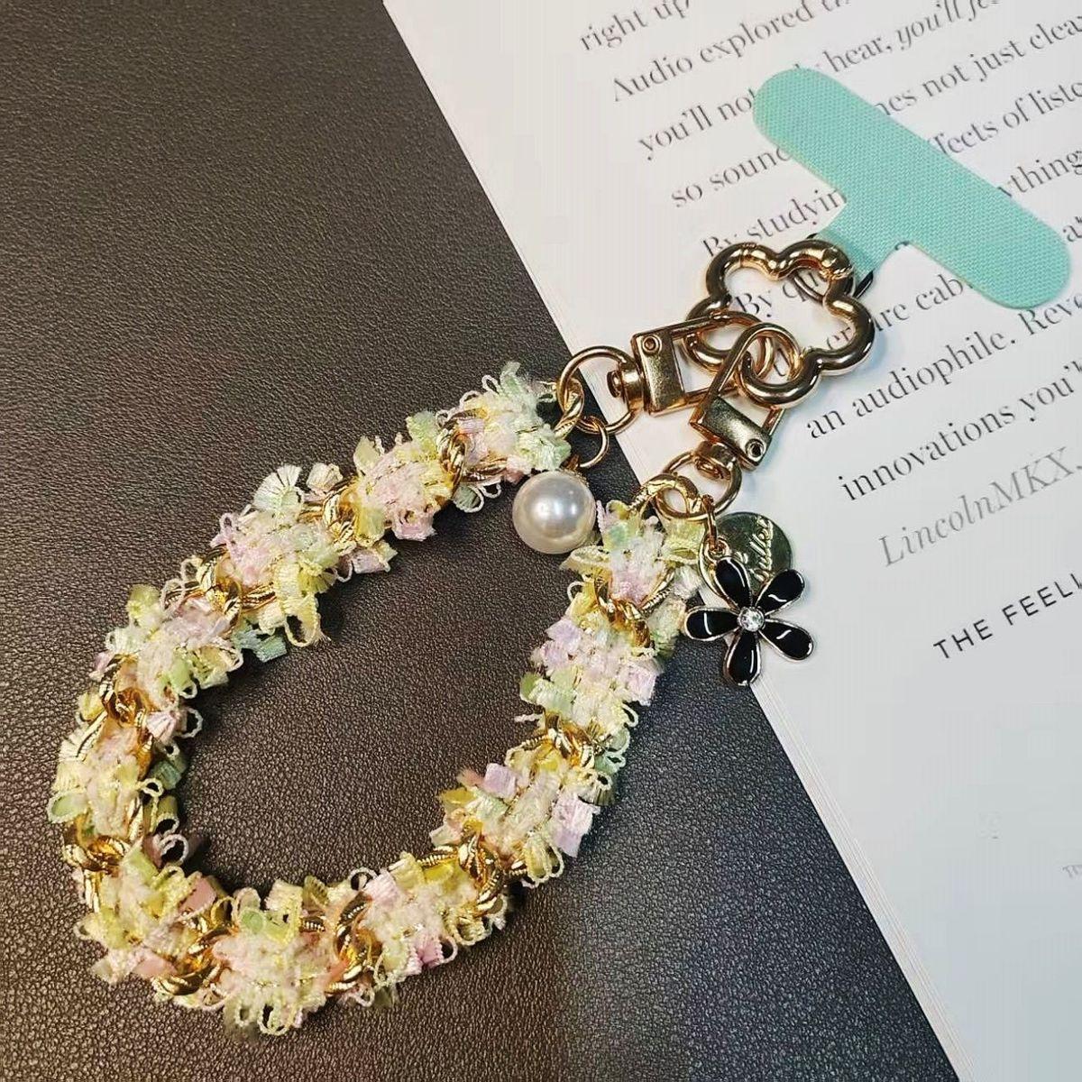 

Elf Lace Twisted Chain Mobile Phone Lanyard Short Small Fragrance Wind Wristband for Women, Anti Loss Gift зелений