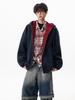 Unisex American Heavyweight Colorblock Hoodie, Trendy Loose College Style Zippered Jacket for Spring & Autumn.
