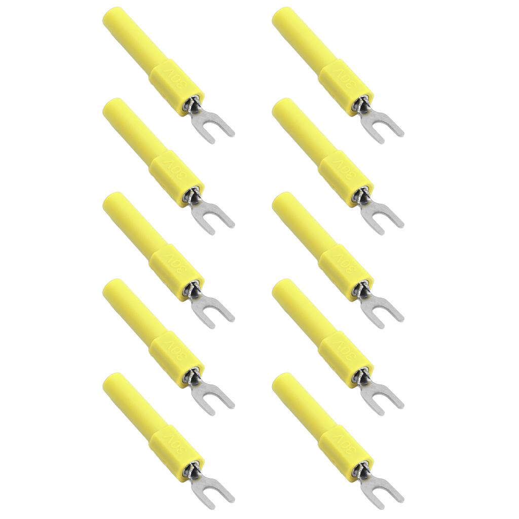 10pcs 4mm Fork Spade Wire Connectors U Type Electrical Crimp Terminal for Testing Multimeter