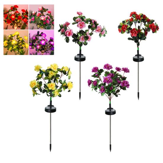 

4Pcs Artificial Azalea Solar Light with Stake IP65 Waterproof Outdoor Garden Yard Pathway Patio Yard Lawn Faux Flower Decoration Lamp with 56 LED B