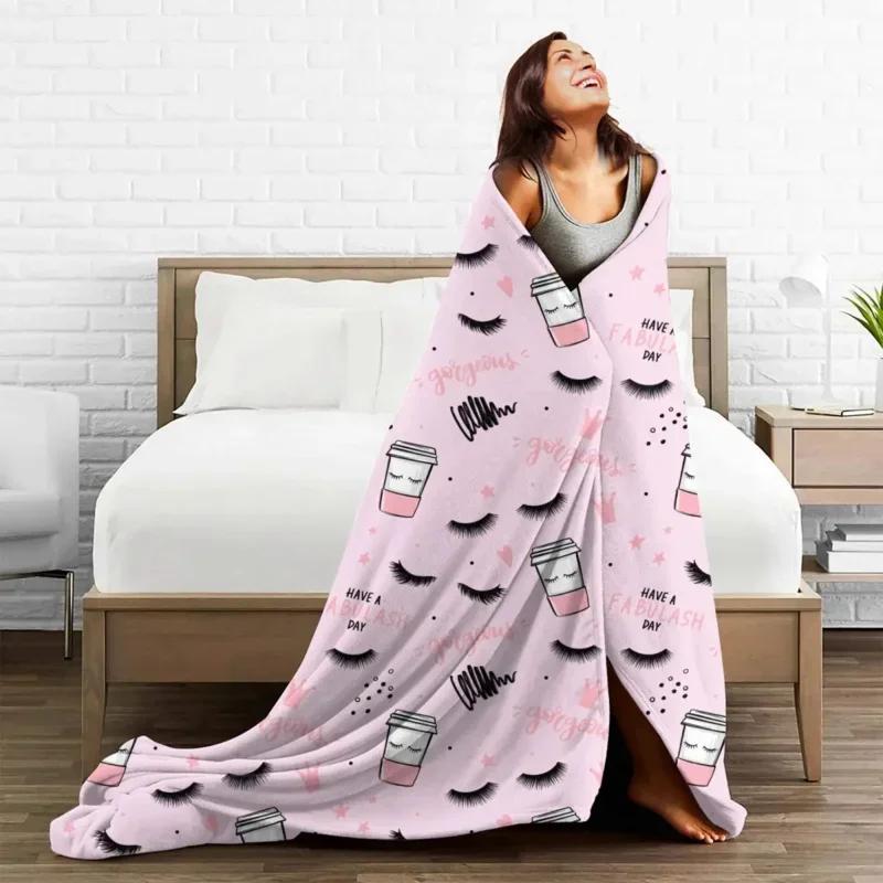 Eyelash Eye Lashes Blanket Flannel Winter Breathable Lightweight Throw Blankets for Bedding Office Bedspreads