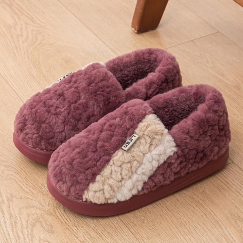 New thick-soled cotton slippers women's winter indoor home warmth non-slip plush slippers men's autumn and winter