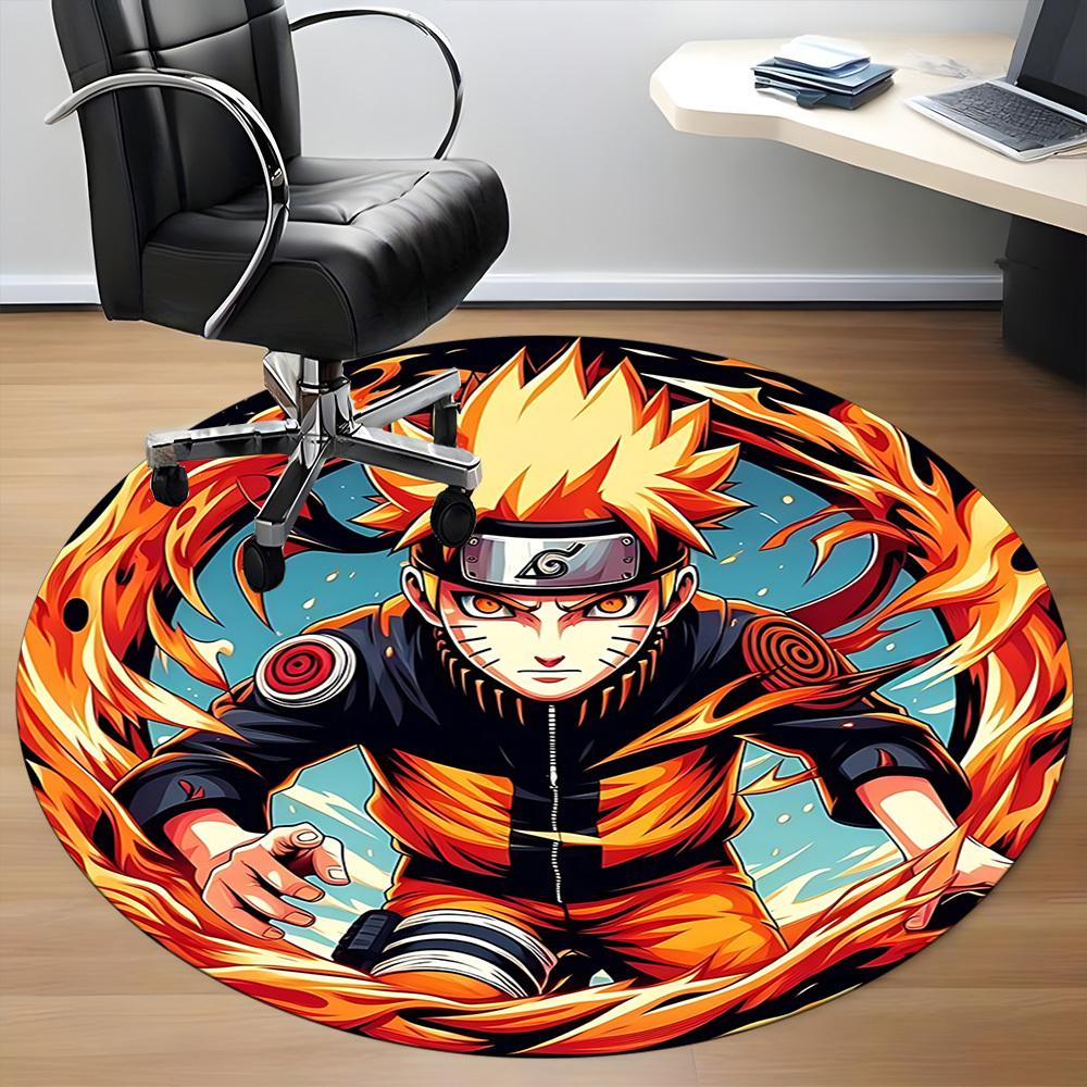 1pc Naruto Chair Carpet for Office Non-Slip, Soft & Comfortable, Carpet for Office, Gaming, Lightweight Round Floor Mat