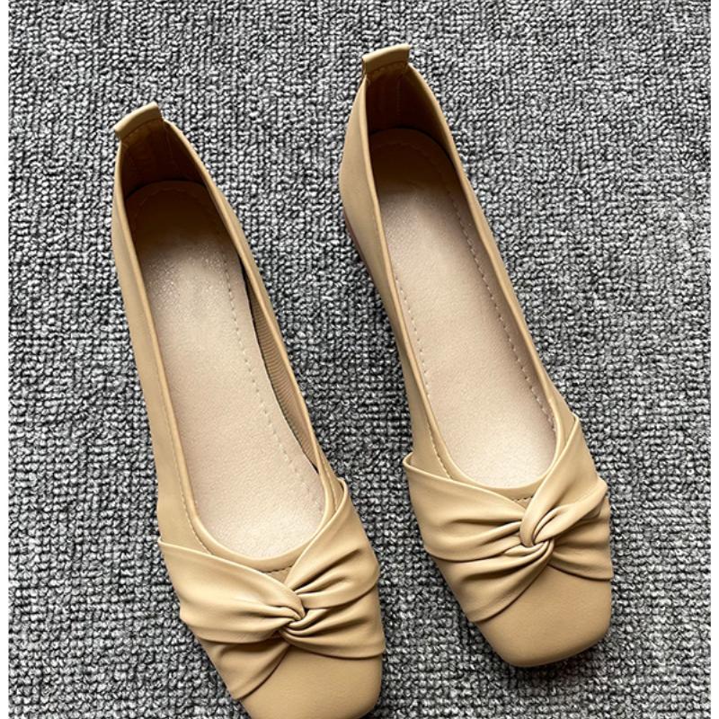 Mode Neue Mode Ballerinas Schuhe Damen Ballerinas Eckige Zehenpartie Weiß Beige Rutschfeste Ballerinas Lässig Basic Flacher Absatz