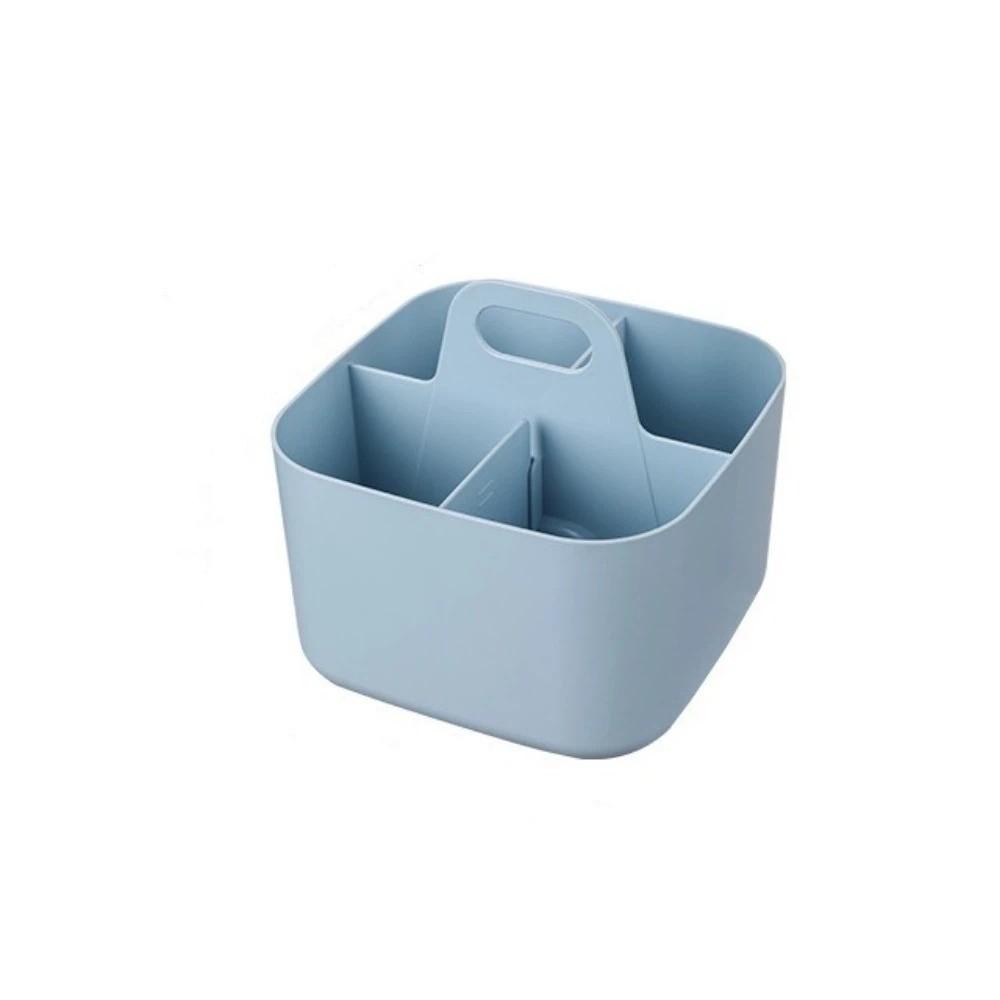 Plastic Cosmetic Organiser Multi-compartment Portable Storage Box Desktop Storage синий