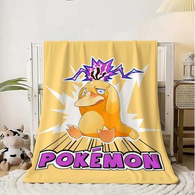 Pokec-Psyducks Bed Blanket Sofa Winter Fluffy Soft Blankets Home Bedspread the Throw Warm Decorative Knee Double School Anime