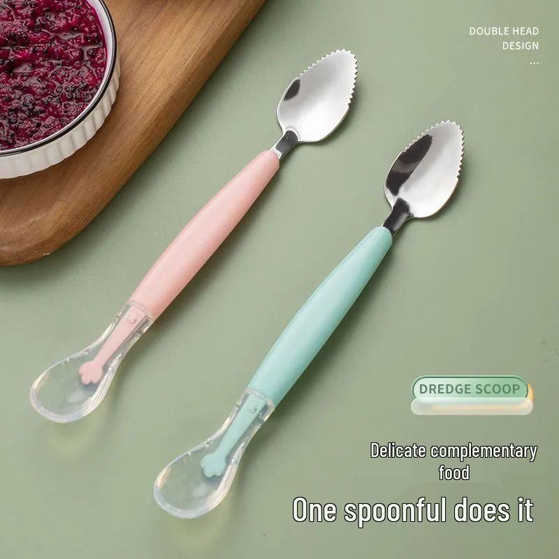 SHALL Baby Double-Ended Food Scraper Spoon Set