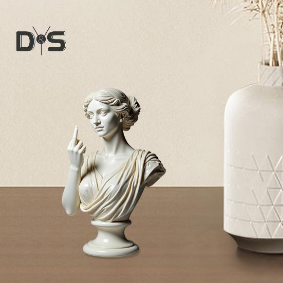 Middle Finger Women Bust Statue Women with Attitude Resin Sculpture Figurine Home Office Bookshelf Desktop Decoration Ornament
