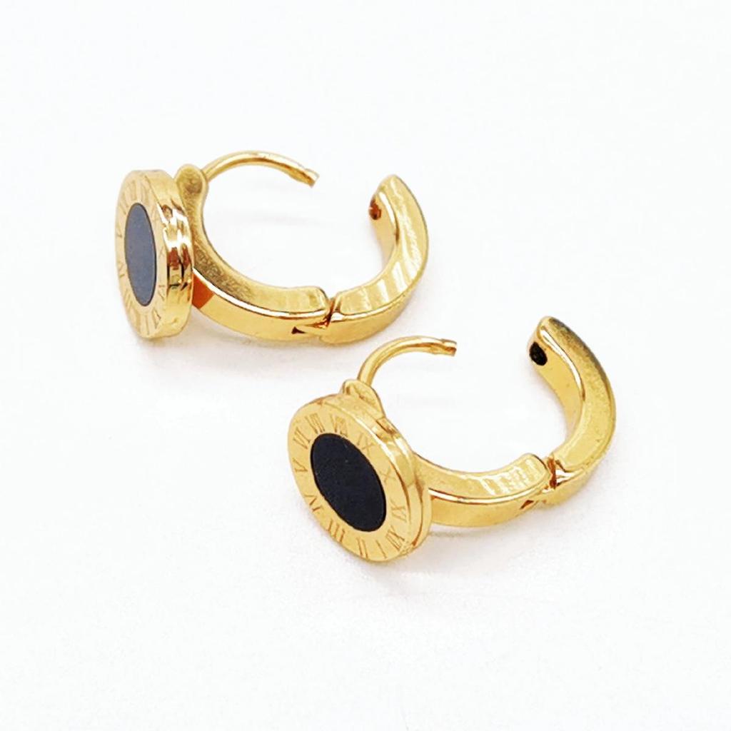 2.8*9 Geschweißte Runde Römische Ziffern Ohrringe - Einfaches Vintage Alltags-Date-Accessoire