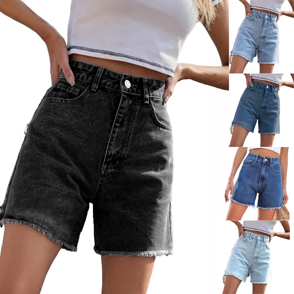 Pantaloni scurți casual din denim elastic, confortabili și la modă pentru femei