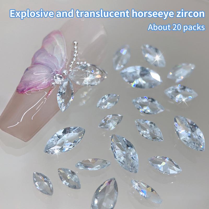 20Pcs Zircon Nail Diamond Flashy Decoration Loading Stereoscopic Nail Accessories Nail Painting Nail Salon Nail Artists