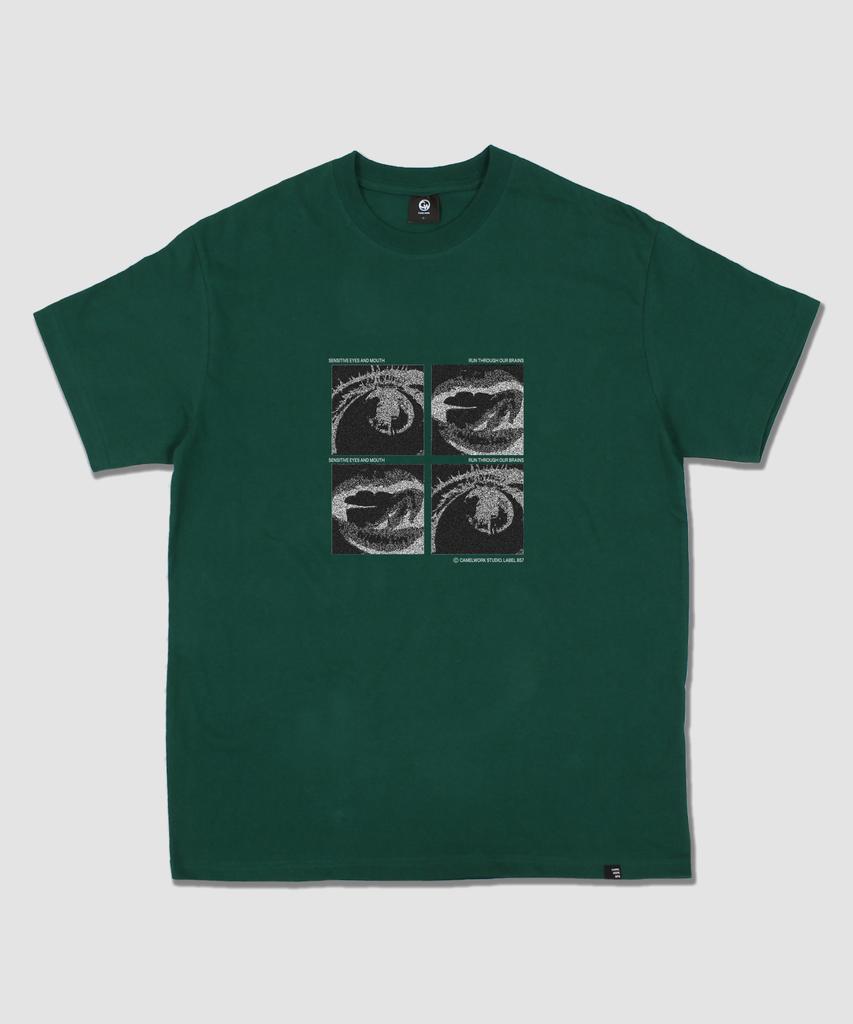CAMEL WORK Eyes And Mouse Short Sleeve T-Shirt (Dark Green)