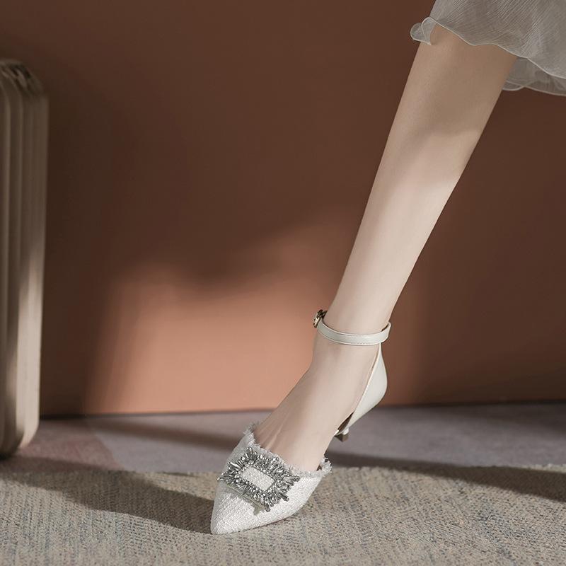 

Baotou sandals 2025 new fairy style summer French word with pointed high heels stiletto hollow single shoes 39