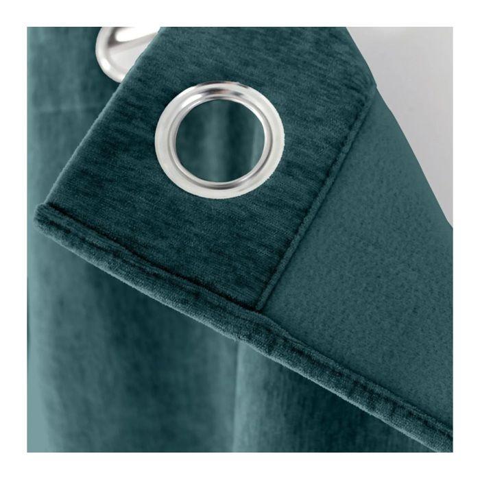 Rideau Thermique - Velvet bleu canard - 140 x 260 cm - Doublure polaire - 8 œillets métal