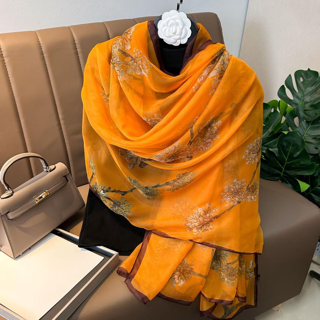 180*135cm Summer Silk Scarf Women Outdoor Shawl Bandanna Foulard Female beach Fashion Luxury Oversized Shawl Head Hijab Wrap