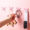 6 Pcs Pink Bow Decorative Wall Hooks Metal Strong Adhesive Wall Door Hanger Coquette Room Decor Cute Towel Coat Hooks Preppy Hanging Decor for Home