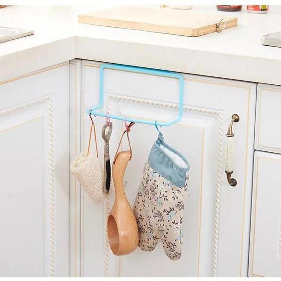 1 Pcs Towel Rack Hanging Holder Organizer Bathroom Kitchen Cabinet Cupboard Hanger Kitchen Accessories