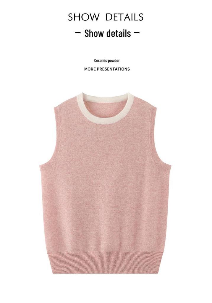 Autumn/Winter Cashmere Color Block Sleeveless Knit Vest
