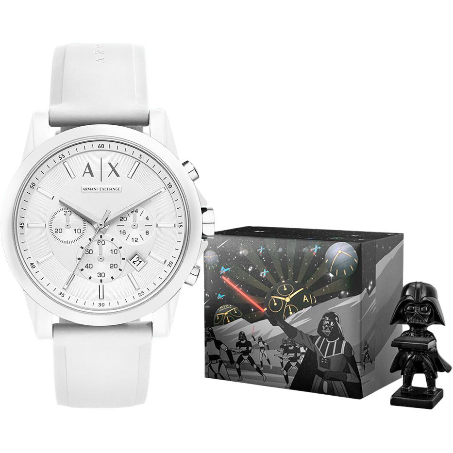Armani Exchange AE Armbanduhr Quarzwerk Silikonarmband Weißes Zifferblatt Herrenuhren AX1325
