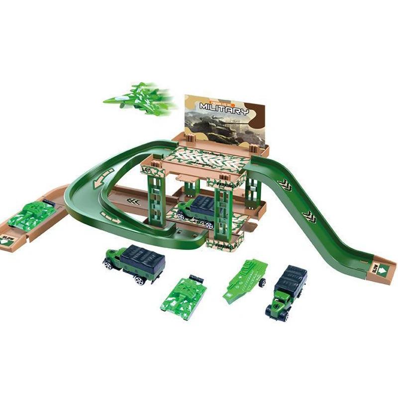 Kinder Schienen Parkplatz Spielzeug Dinosaurier Auto Parkhaus Modell Simulation Feuerwehr Polizei Baustellenfahrzeug Spielzeug Jungen Geburtstagsgeschenke