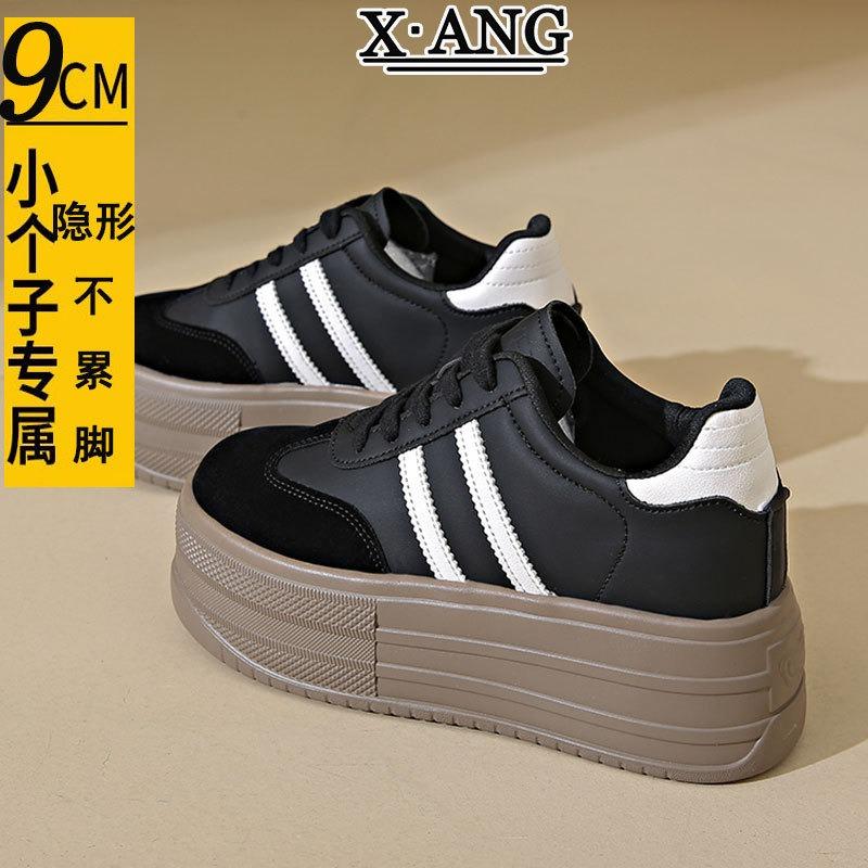Small inner height increase women's shoes genuine leather spring and summer new platform casual board shoes