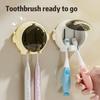 1pc Cartoon Toothbrush Storage Rack Punch-free Wall-mounted Bathroom Electric Toothbrush Holder Bathroom Orangizer