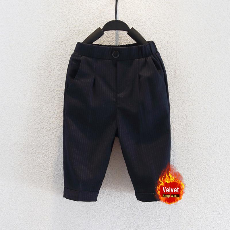 Kids' Black Dress Pants & Girls' Navy Straight-Leg Uniform Pants with Full Elastic Waist