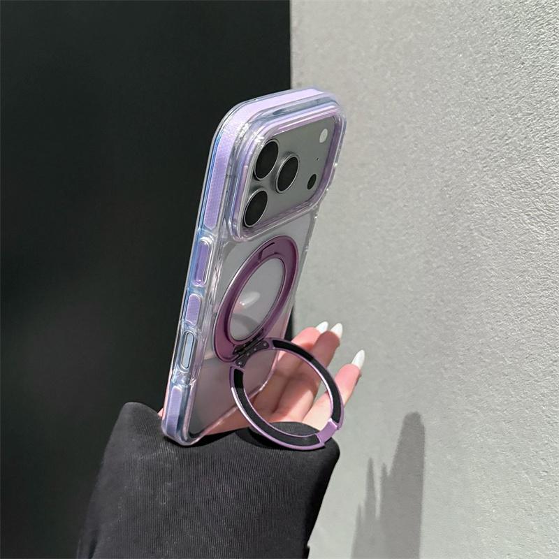 For Iphone 13 14 15 16 17 Pro Max Ring Stand Bumper Case,for Iphone 17 Transparent Phone Case with Ring Stand