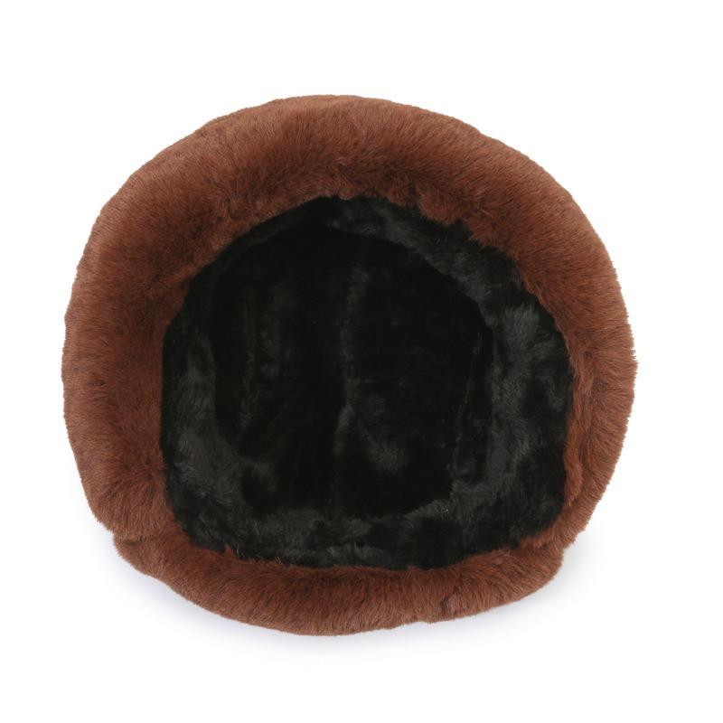 New cowhide windproof and cold ear protection cotton hat, piled and thickened winter fur warm hat