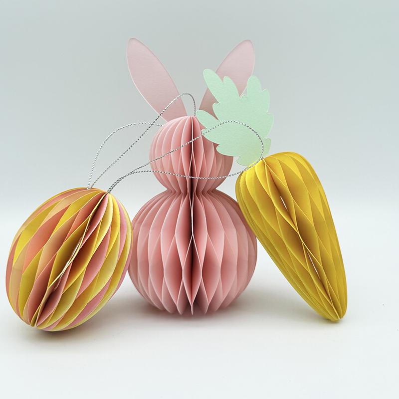 

Easter Bunny Ornament Radish Ornament 3D Paper Honeycomb Decoration Easter Day Party Decorationsrabbit Figurine Home Decor